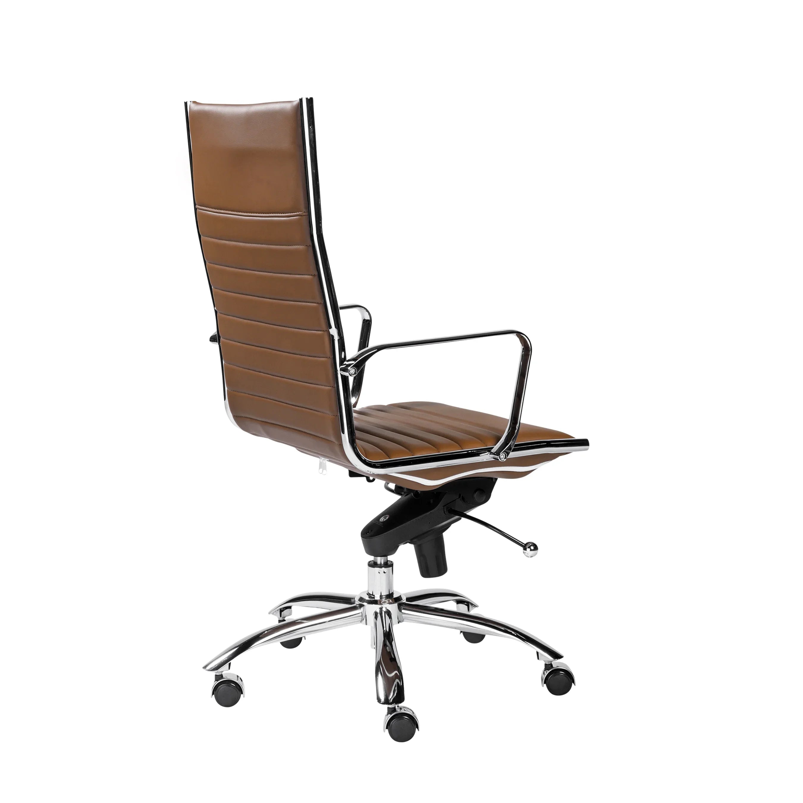 ES506 High-Back Chair in Dark Caramel with Chromed Steel Base