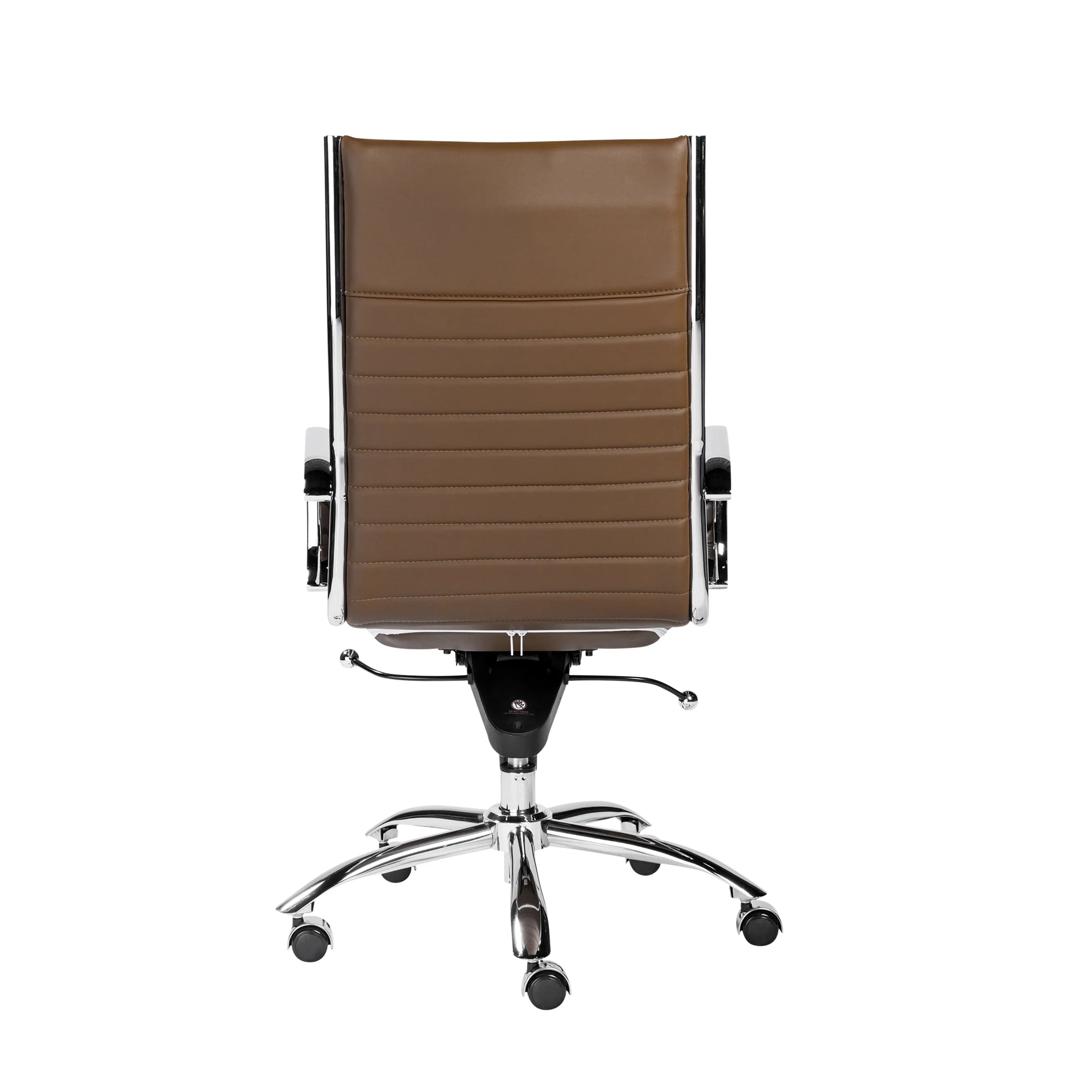 ES506 High-Back Chair in Dark Caramel with Chromed Steel Base