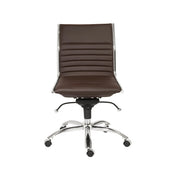 ES506 Armless Chair in Brown with Chromed Steel Base