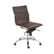 ES506 Armless Chair in Brown with Chromed Steel Base