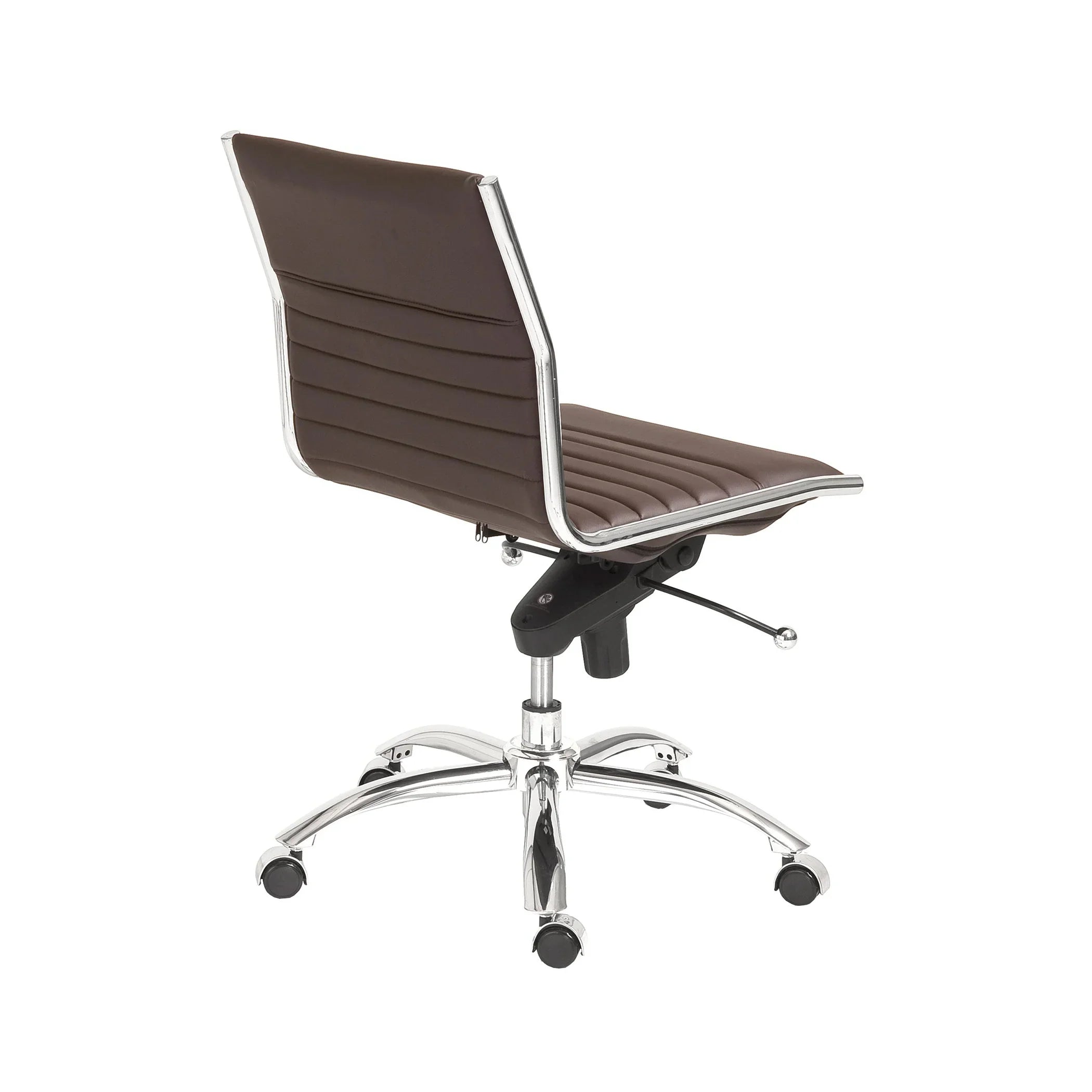 ES506 Armless Chair in Brown with Chromed Steel Base