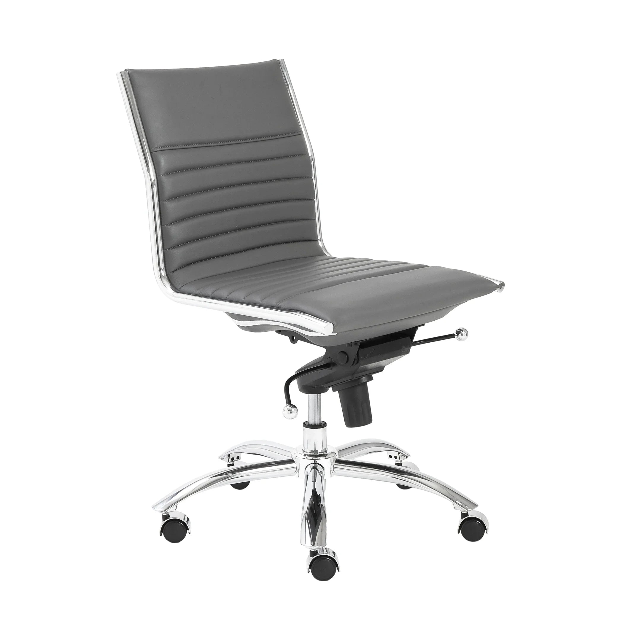 ES506 Armless Chair in Gray with Chromed Steel Base