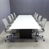Omaha Rectangular Conference Table with 1/2 White Glass Top  - 144 In. - Stock #170