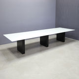 Omaha Rectangular Conference Table in White Tempered Glass Top - 144 In. - Stock #133