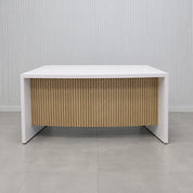 Seattle Curved Executive Desk in White Gloss Laminate Finish - 60 In. - Stock #52