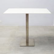 49-inch Aurora Rectangular Conference Table with white solid engineered surface top and brushed aluminum base.