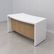Seattle Curved Executive Desk in White Gloss Laminate Finish - 60 In. - Stock #52