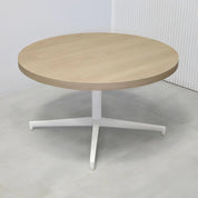 36-inch Newton Coffee Table with natural ash pvc top, and star base in white.