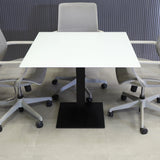 California Square Cafeteria Table with White Tempered Glass Top - 36 In. - Stock #64