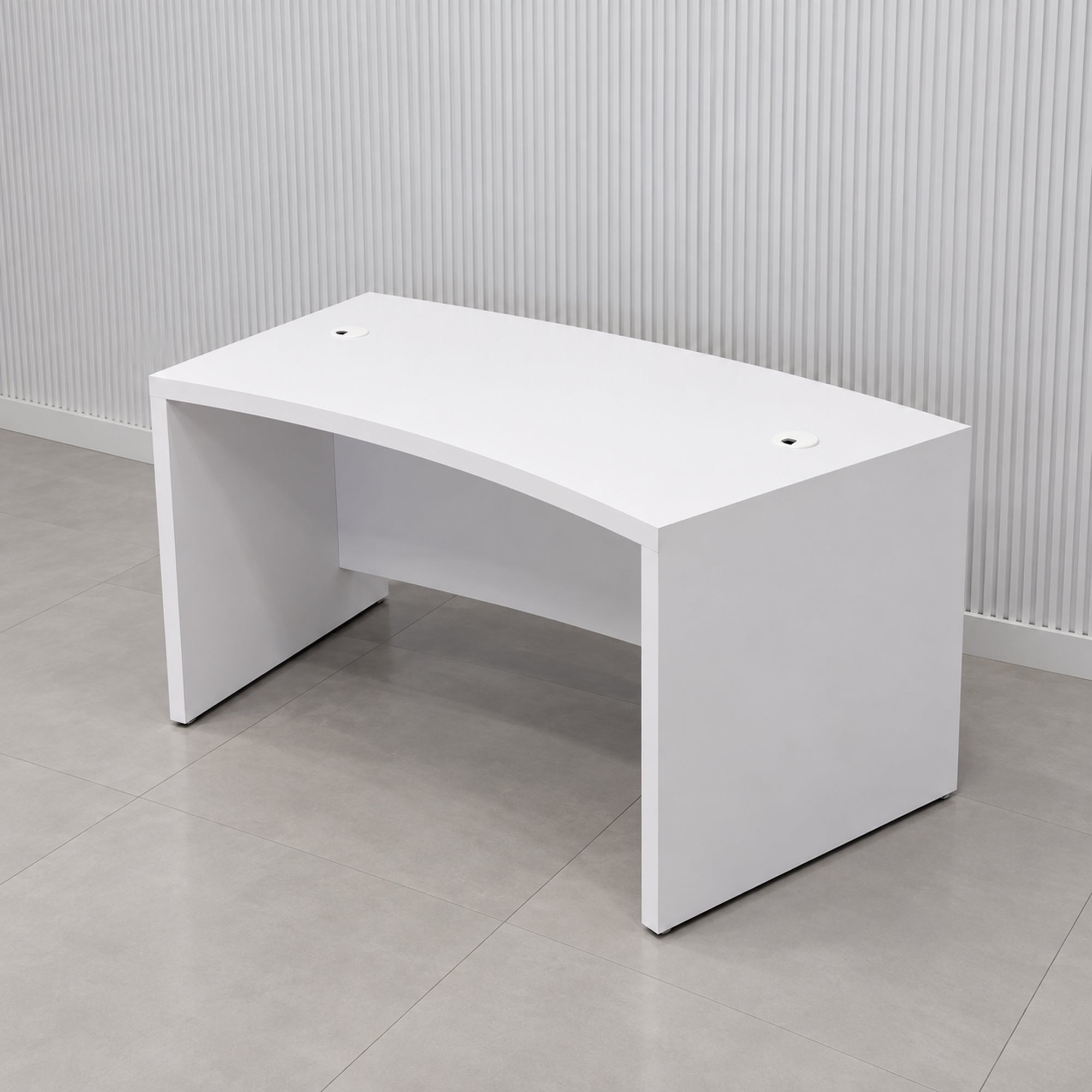 Seattle Curved Executive Desk in White Gloss Laminate Finish - 60 In. - Stock #52