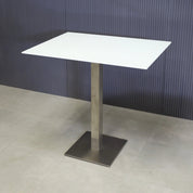 42-inch California Rectangular Bar Table in 1/2" white tempered glass top, and stainless steel base.