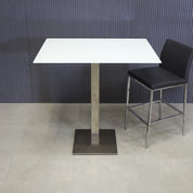 42-inch California Rectangular Bar Table in 1/2" white tempered glass top, and stainless steel base.