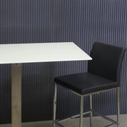 42-inch California Rectangular Bar Table in 1/2" white tempered glass top, and stainless steel base.