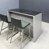 Custom Bar Island Table in Black Amani Engineered Surface Top - 48 In. - Stock #48