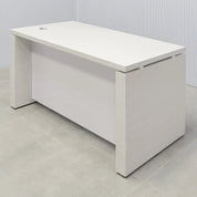 52-inch Denver Straight Laminate Executive Desk with White Ash laminate top, and Dover-Off white matte laminate privacy panel.