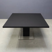 54-inch Newton Square Conference Table with X1 Base, pedestal in black traceless laminate, and silver metal powder-coated base.