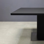 54-inch Newton Square Conference Table with X1 Base, pedestal in black traceless laminate, and silver metal powder-coated base.