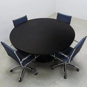 60-inch Newton Round Conference Table in black matte laminate top & base.