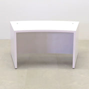 60-inch Seattle Curved Executive Desk in white gloss laminate main desk & privacy panel.