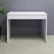 65-inch Ashville Bar Table with Storage in white matte laminate finish.