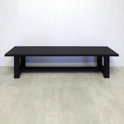 68-inch Charlotte Custom Bench in black traceless laminate seat and black traceless laminate base.