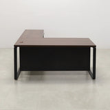 Aspen L-Shape W/ Cabinet Executive Desk In Colombian Walnut Laminate Top - 72 In. - Stock #10