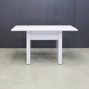 72-inch Windsor Bar Table in white gloss laminate top and base.