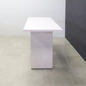 72-inch Windsor Bar Table in white gloss laminate top and base.