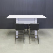 72-inch Windsor Bar Table in white gloss laminate top and base.