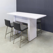 72-inch Windsor Bar Table in white gloss laminate top and base.