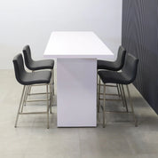 72-inch Windsor Bar Table in white gloss laminate top and base.
