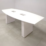 Omaha Boat Shape Conference Table and X1 Base in White Tempered Glass Top 1/2" - 72 In. - Stock #179
