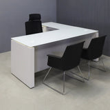 Denver L-Shape Executive Desk With Cabinet and Tempered Glass Top
