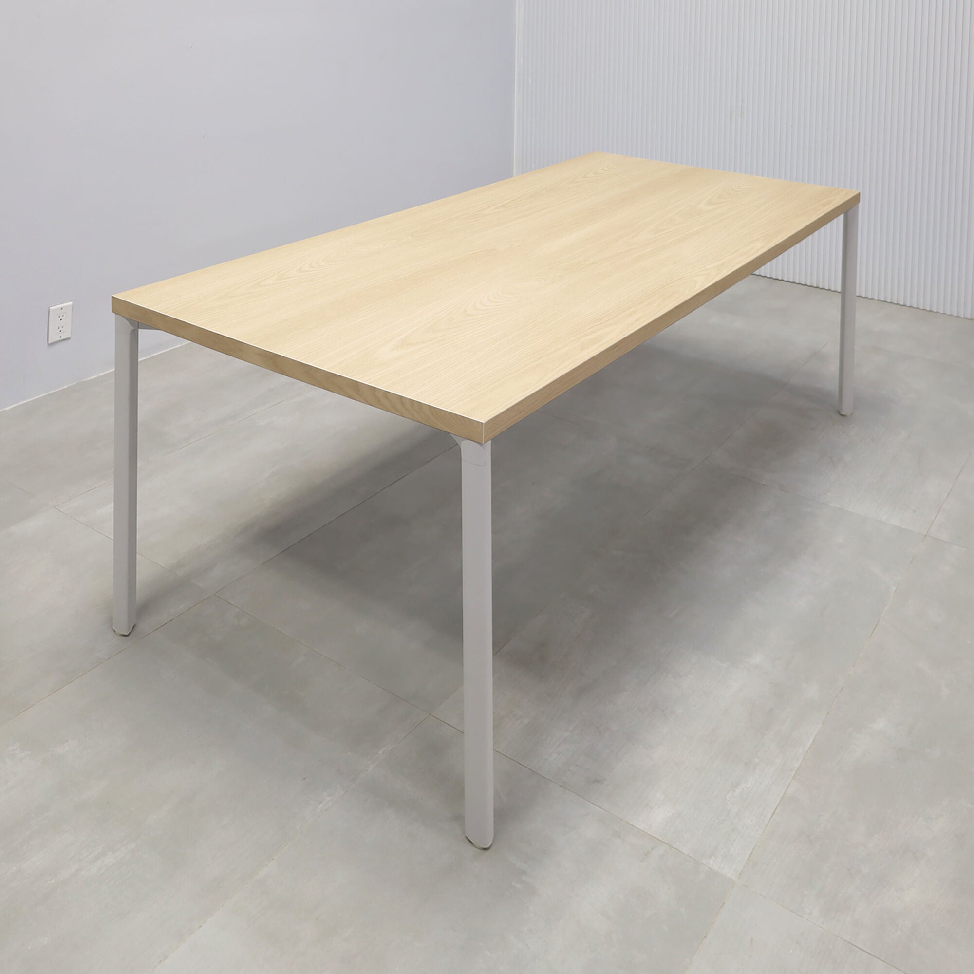 78-inches Newton Rectangular Conference Table X5 Base with natural ash PVC matte laminate top and white X5 base.
