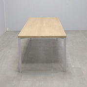 78-inches Newton Rectangular Conference Table X5 Base with natural ash PVC matte laminate top and white X5 base.