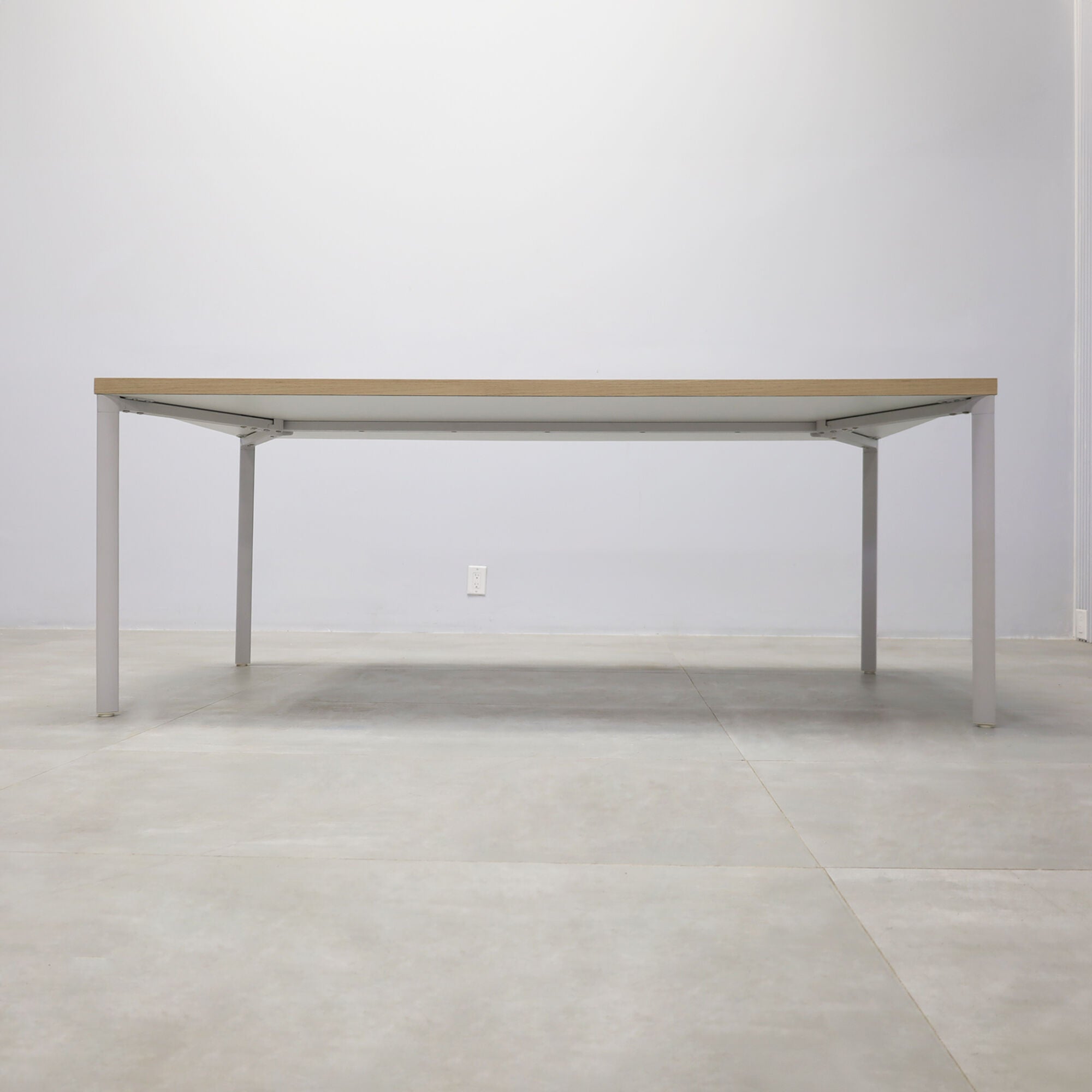 78-inches Newton Rectangular Conference Table X5 Base with natural ash PVC matte laminate top and white X5 base.