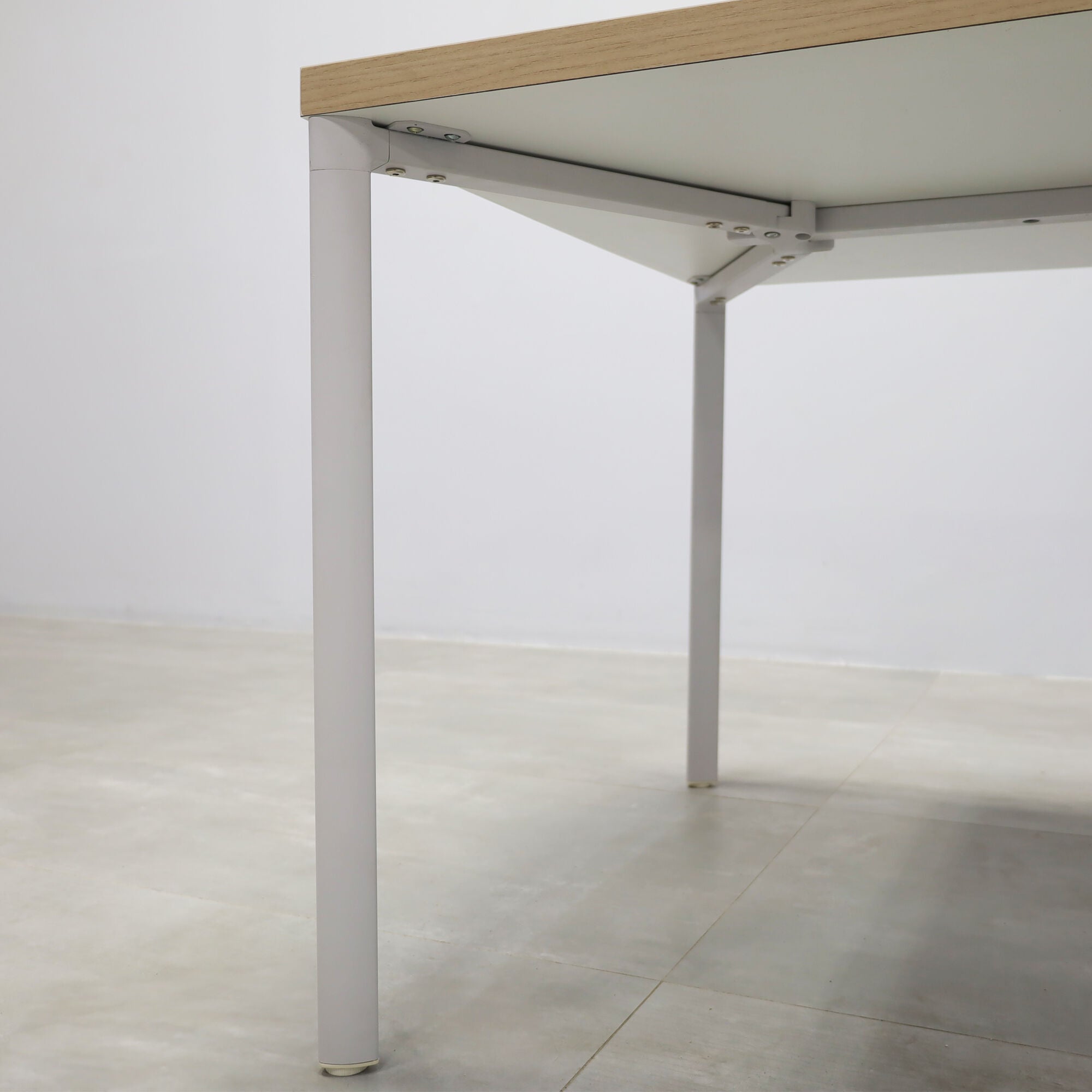 78-inches Newton Rectangular Conference Table X5 Base with natural ash PVC matte laminate top and white X5 base.