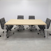 78-inches Newton Rectangular Conference Table X5 Base with natural ash PVC matte laminate top and white X5 base.