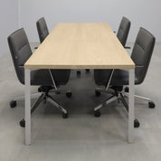 78-inches Newton Rectangular Conference Table X5 Base with natural ash PVC matte laminate top and white X5 base.