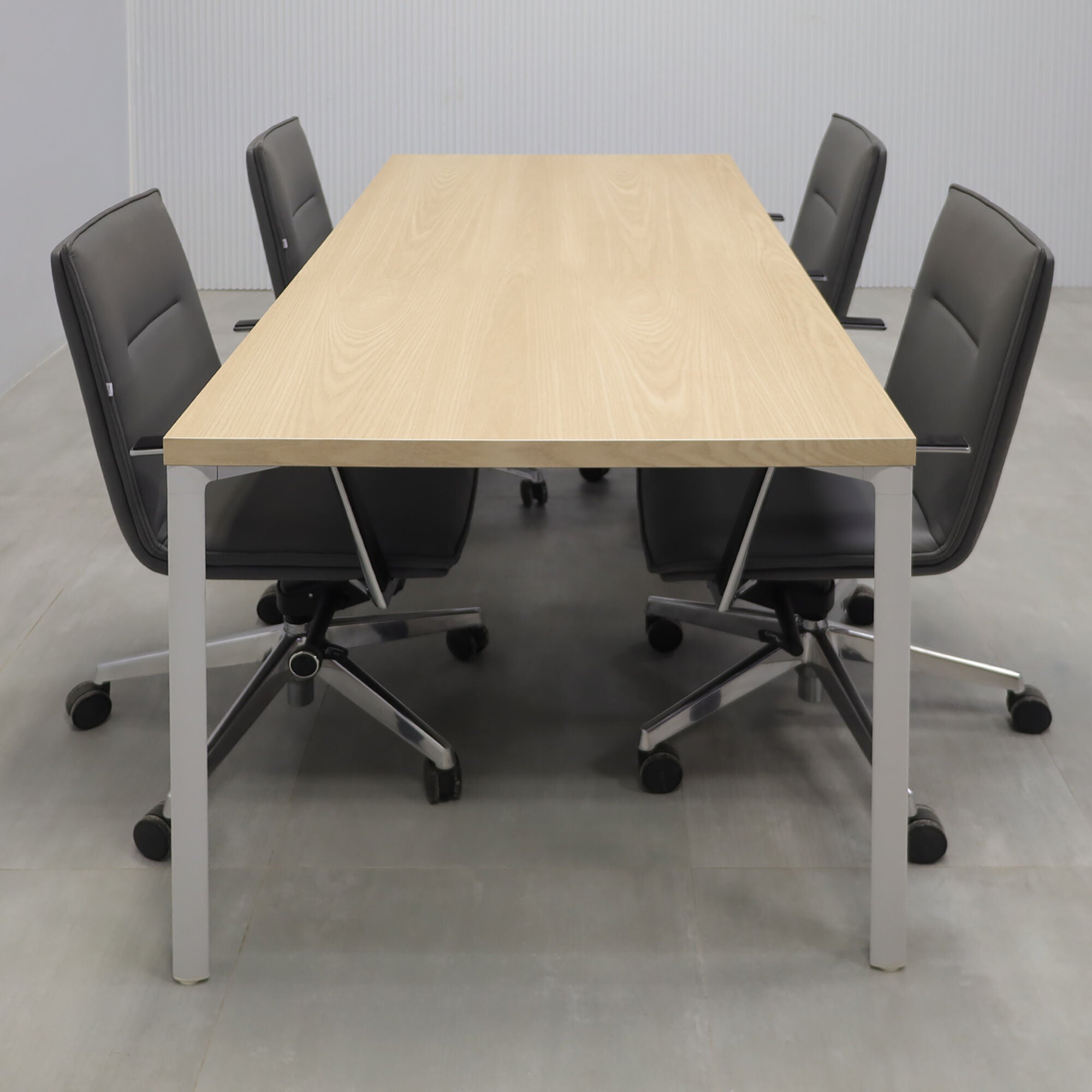 78-inches Newton Rectangular Conference Table X5 Base with natural ash PVC matte laminate top and white X5 base.
