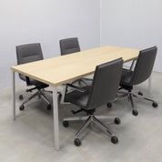 78-inches Newton Rectangular Conference Table X5 Base with natural ash PVC matte laminate top and white X5 base.