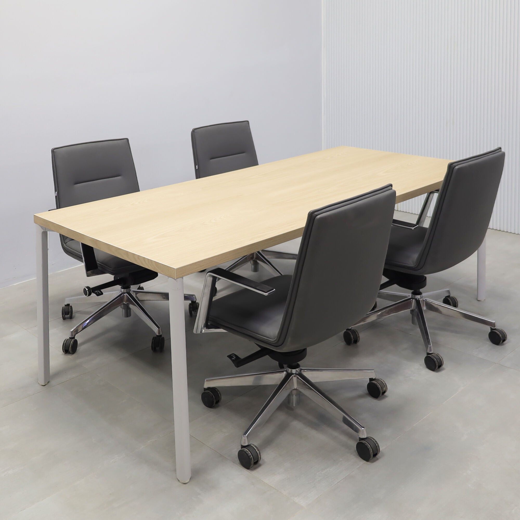 78-inches Newton Rectangular Conference Table X5 Base with natural ash PVC matte laminate top and white X5 base.