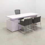 Avenue Straight Executive Desk In White Gloss Laminate Top - 84 In. - Stock #6