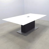 Omaha Rectangular Conference Table in White Tempered Glass Top - 90 In. - Stock #135
