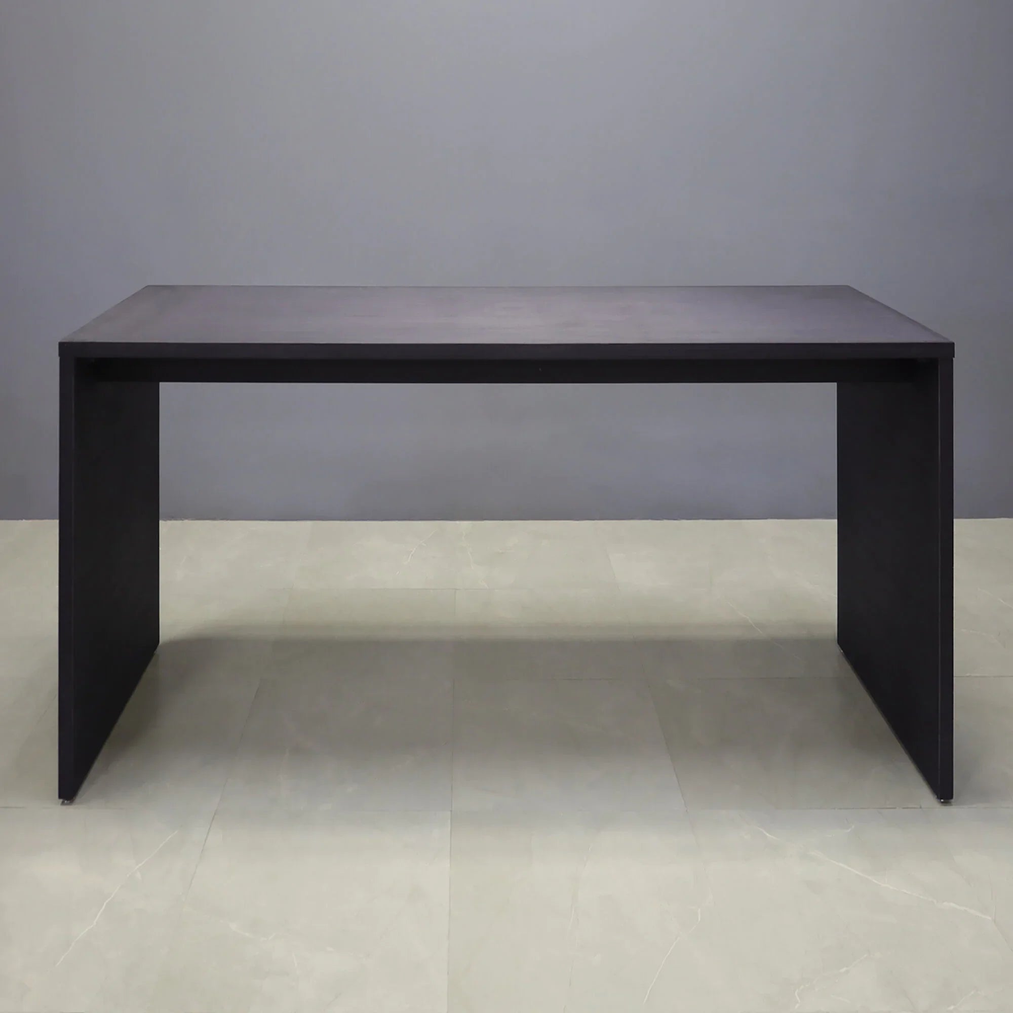 90-inch Ashville Bar Table in ebony veneer finish.
