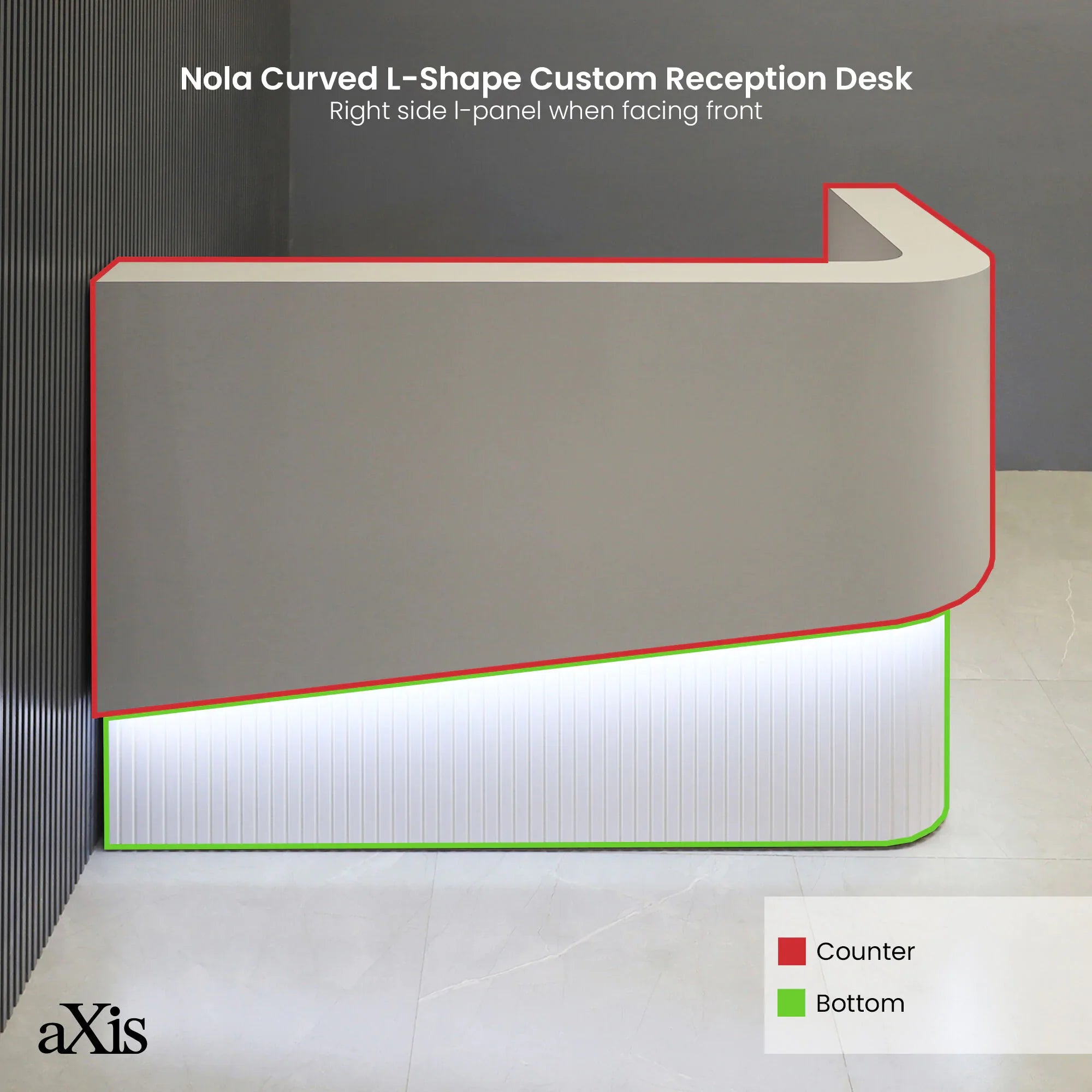 Nola L-Shape Curved Custom Reception Desk