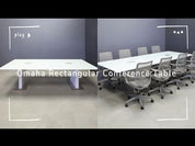 Omaha Rectangular Conference Table With Tempered Glass Top and X1 Base