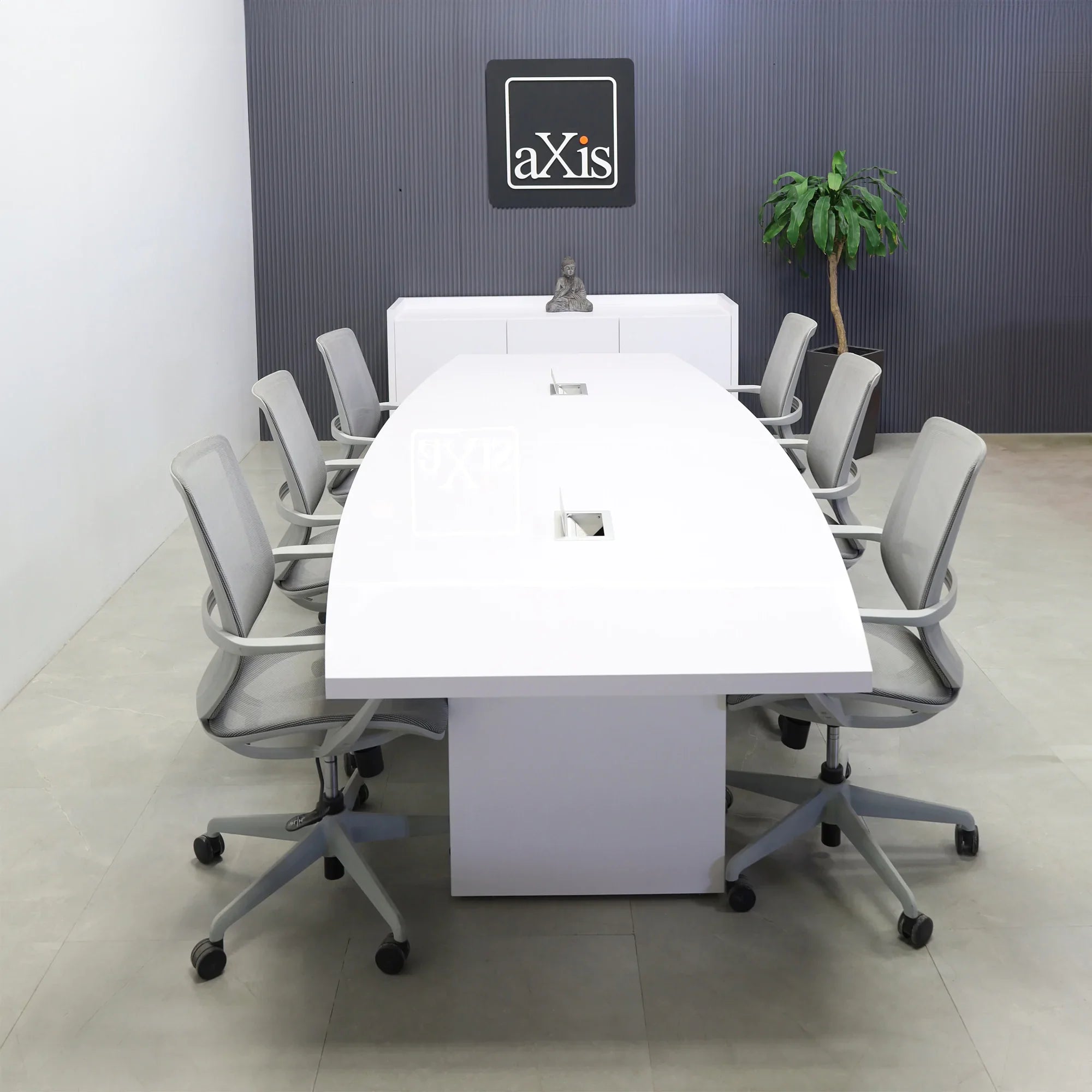 Newton Boat Shape Conference Table with Laminate Top and X1 Base